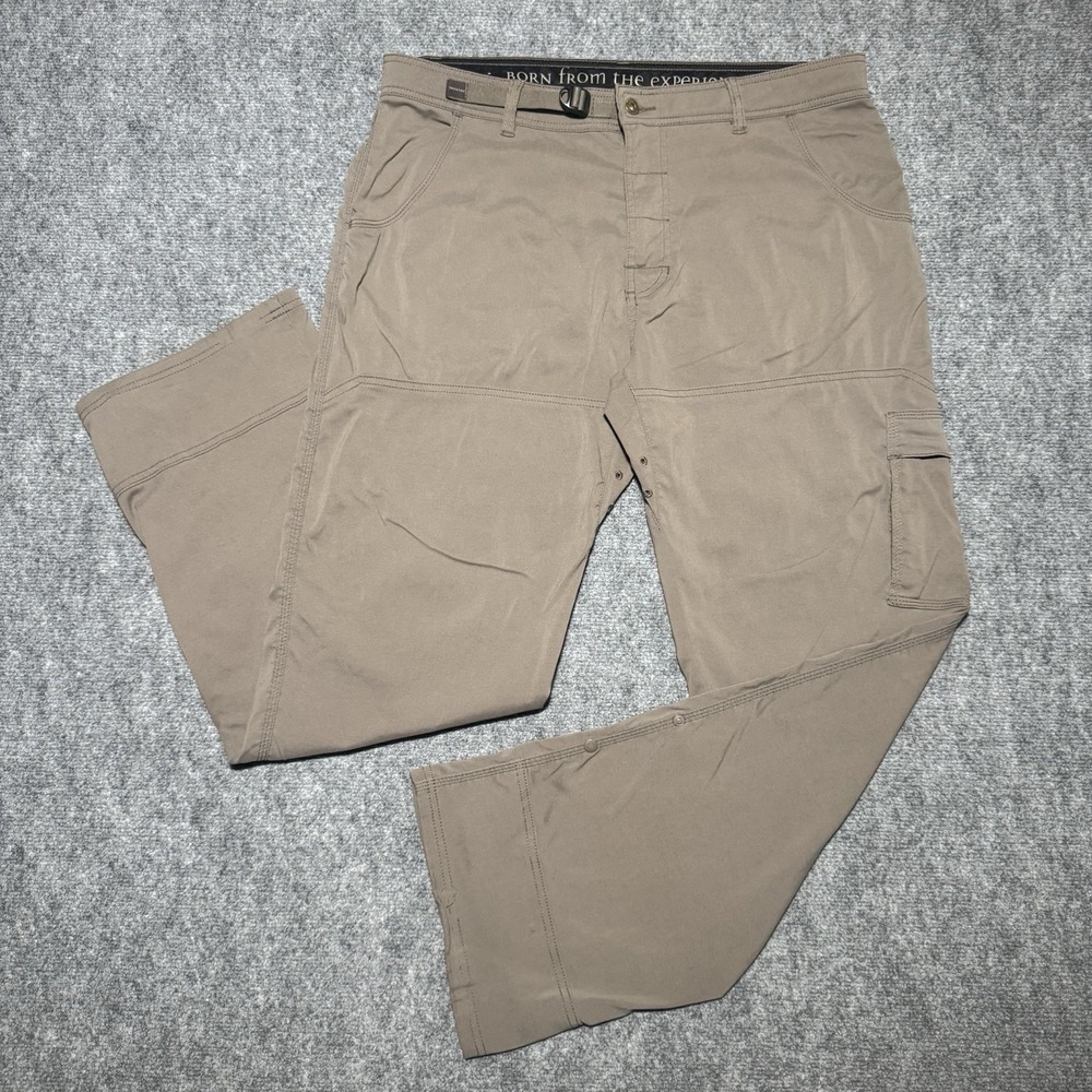 Prana Pants Men 38x32 Brown Belted Cargo Outdoor Hiking Climbing Camping